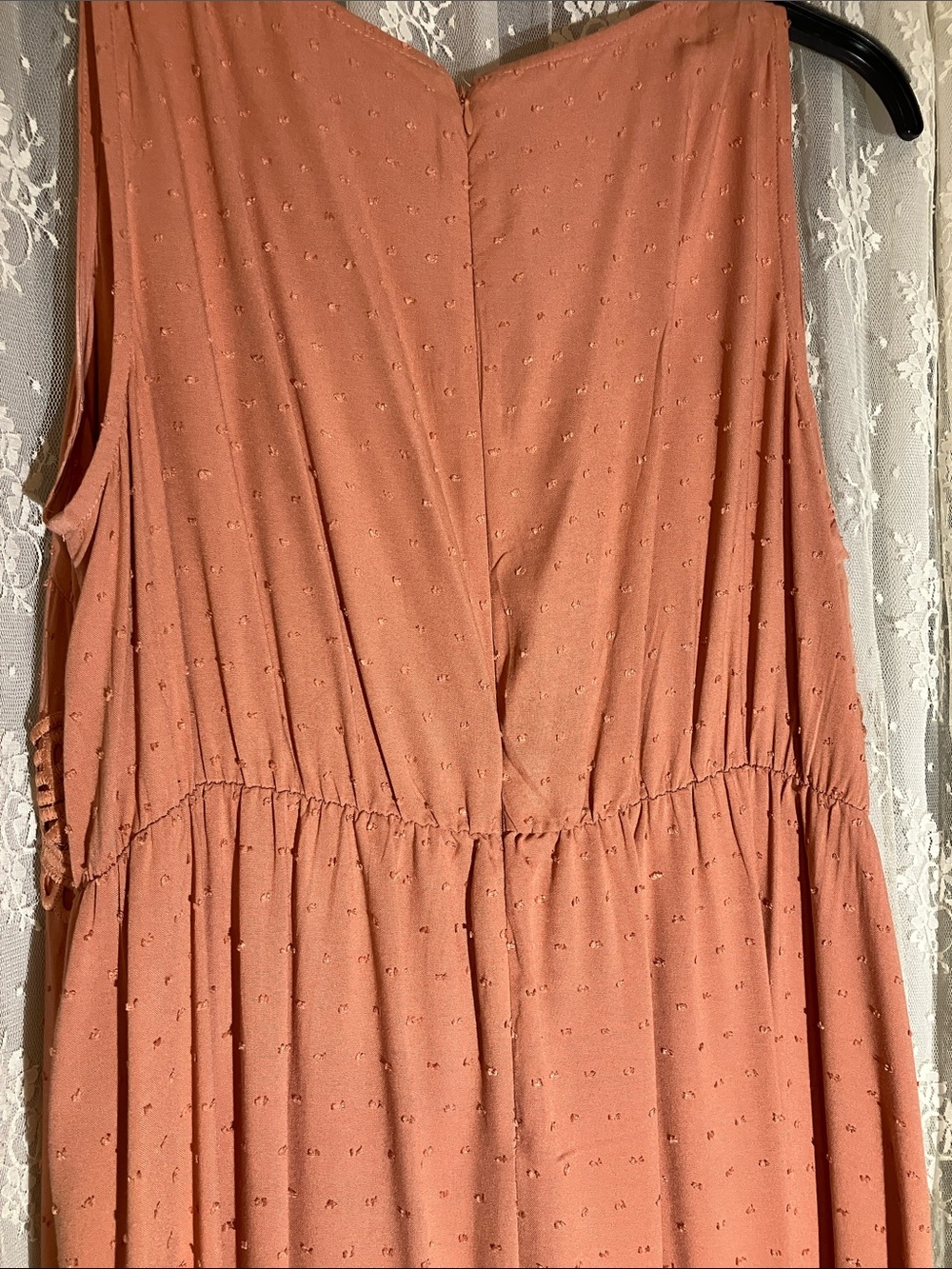 Women's Boho crochet trim V-Neck Maxi Dress in Terracotta - Picture 3 of 3